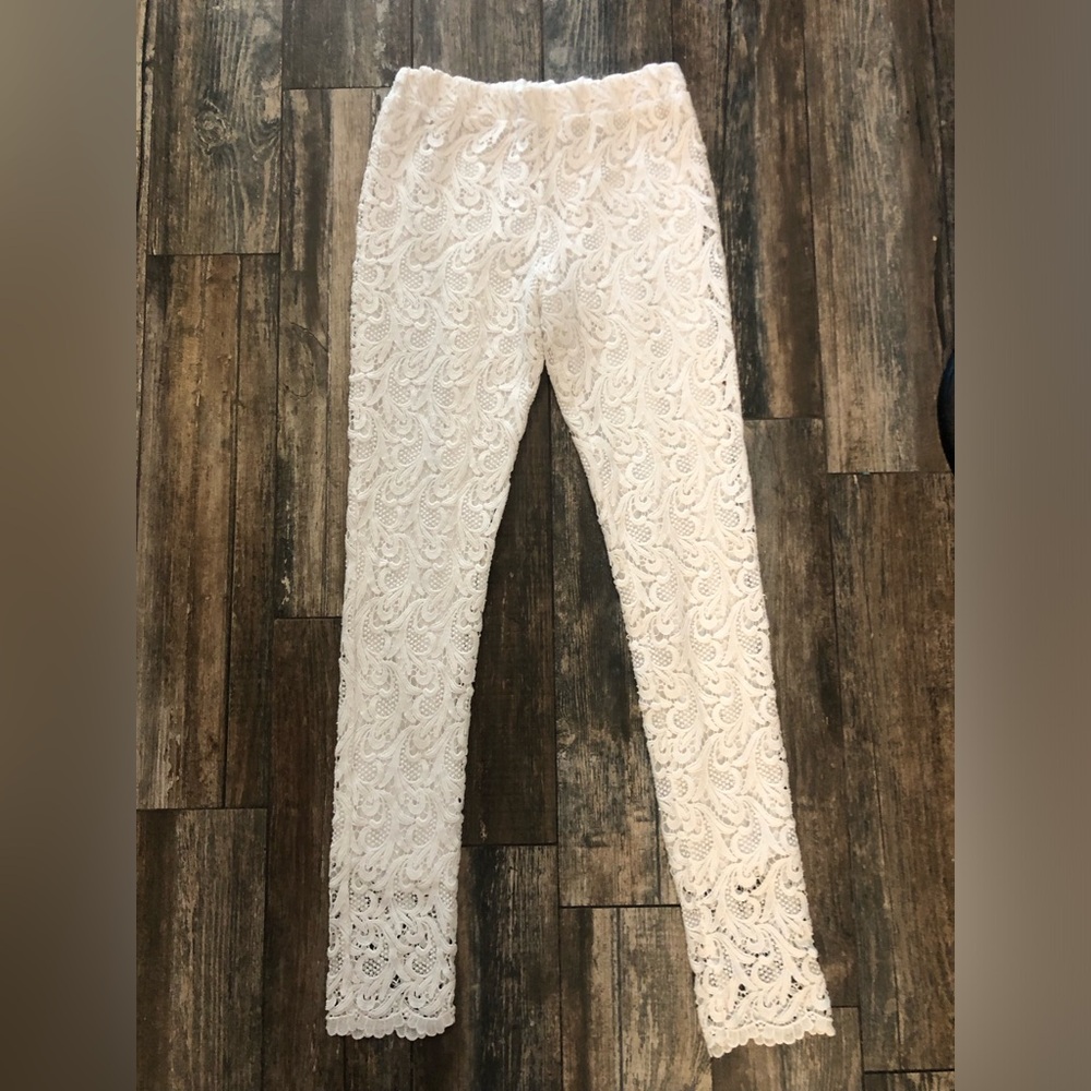 Alexis White Lace Skinny Leg Pants Excellent Condition Size Medium